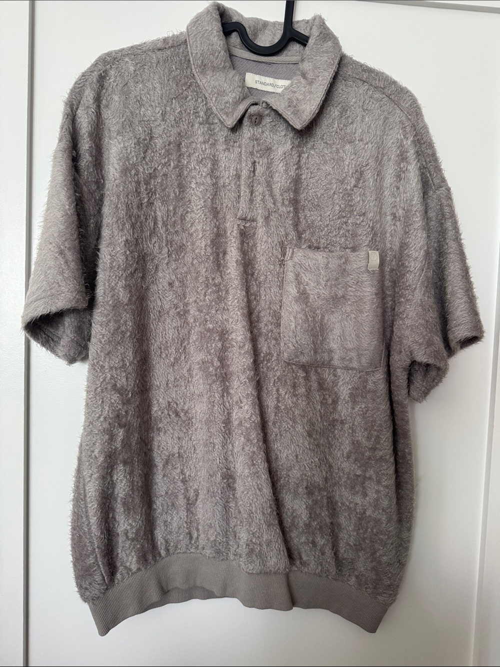 Standard Cloth Fuzzy Short-Sleeve Polo in Gray